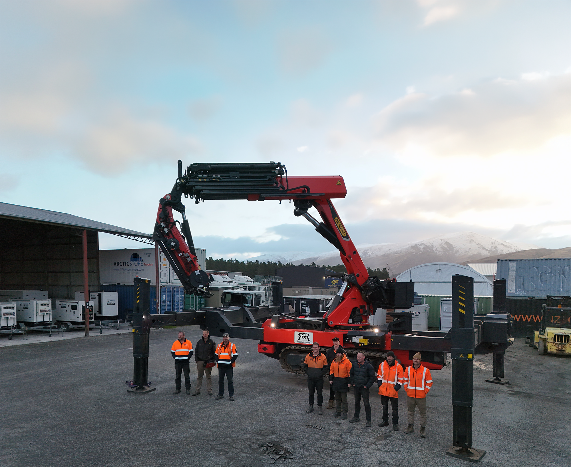 PALFINGER PCC115 crawler crane with outriggers fully deployed in R&R's yard